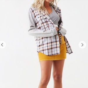 Combo Plaid Flannel Hooded Shirt